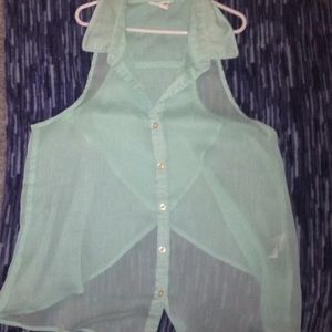 Aqua Sleeveless Blouse